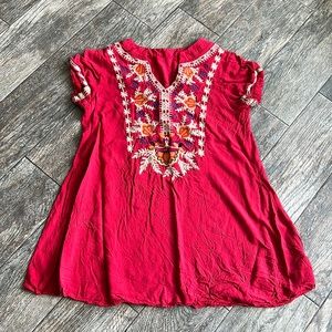 SHEIN red embroidered tunic dress